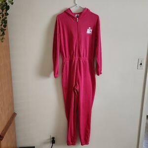Juicy Couture Fuchsia Hooded Jumpsuit Jogger Front Zipper. Womens Small